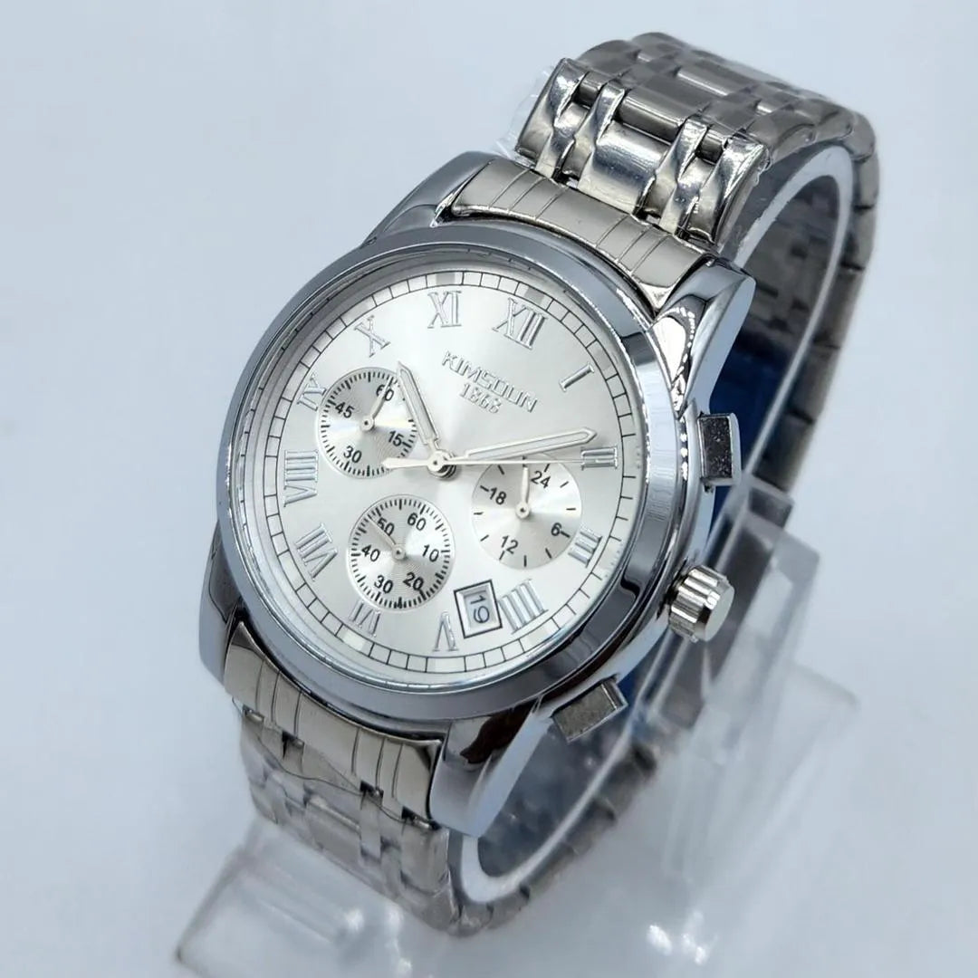 KIMSOUUN 1868 Men's Classic Chronograph Watch -Silver