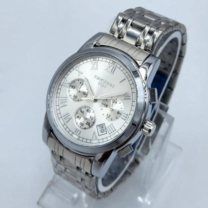 KIMSOUUN 1868 Men's Classic Chronograph Watch -Silver