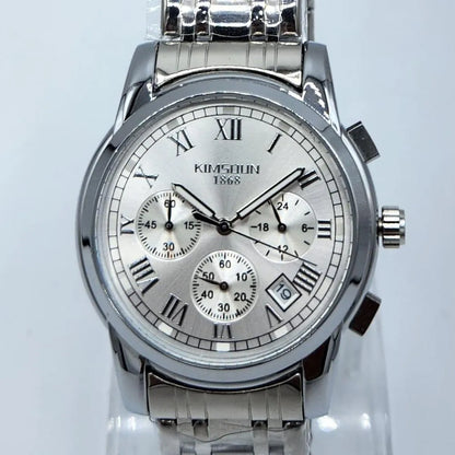 KIMSOUUN 1868 Men's Classic Chronograph Watch -Silver