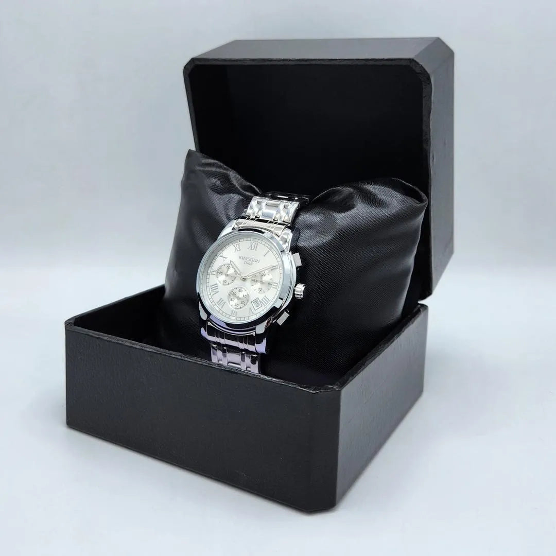KIMSOUUN 1868 Men's Classic Chronograph Watch -Silver
