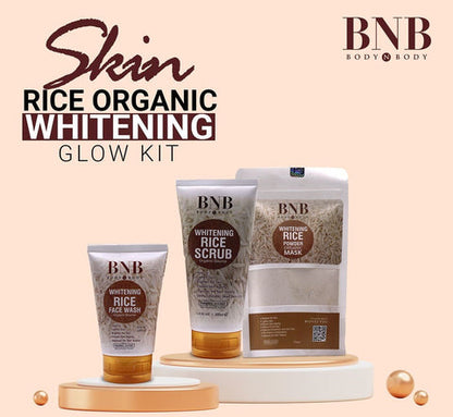 Pack of 3 BNB Rice Extract Bright & Glow Kit Golden Cap with box