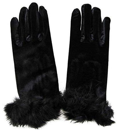 Women’s Winter Velvet Gloves with Fur Cuff | Soft Full Finger Hijab Gloves for Girls – Warm, Elegant & Touchscreen Friendly