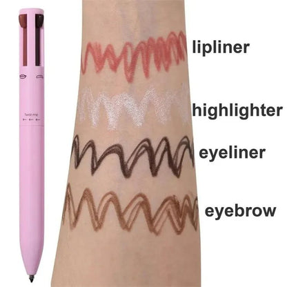 Makeup Pen 4 in 1 Eyebrow Pencil Waterproof Long Lasting Easy Color Eyebrow Lip Highlighter Pen Sweatproof Makeup Cosmetic Tool