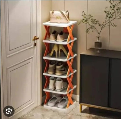 5 Layer High Quality Foldable X Shape Plastic Shoe Rack 5 layer With Box
