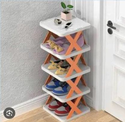 5 Layer High Quality Foldable X Shape Plastic Shoe Rack 5 layer With Box