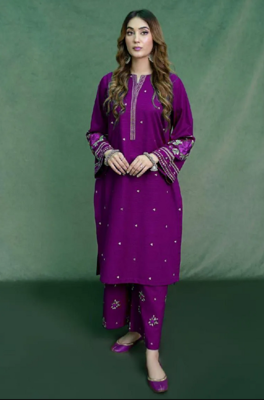 2Pc Women's Unstitched Embroidered suit
