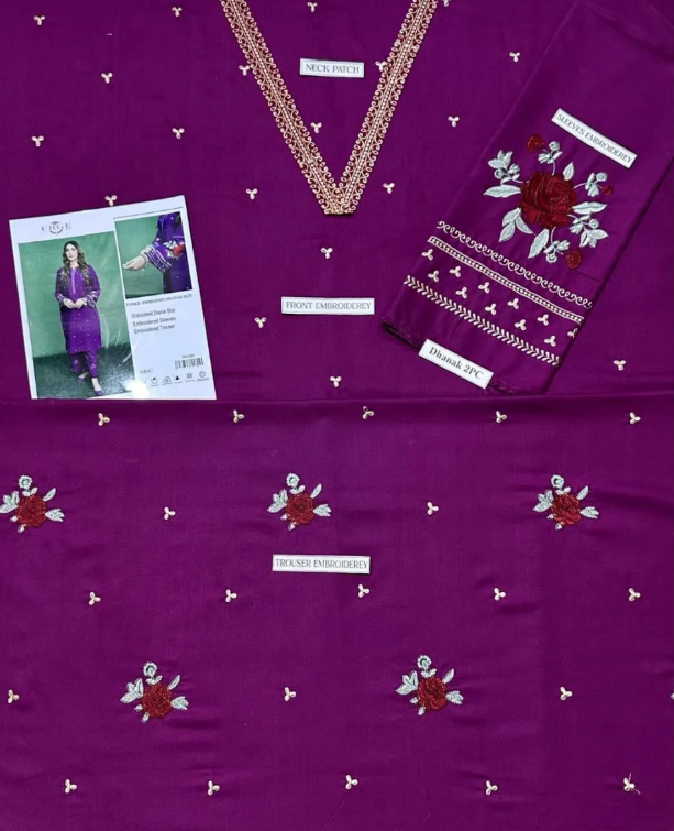 2Pc Women's Unstitched Embroidered suit