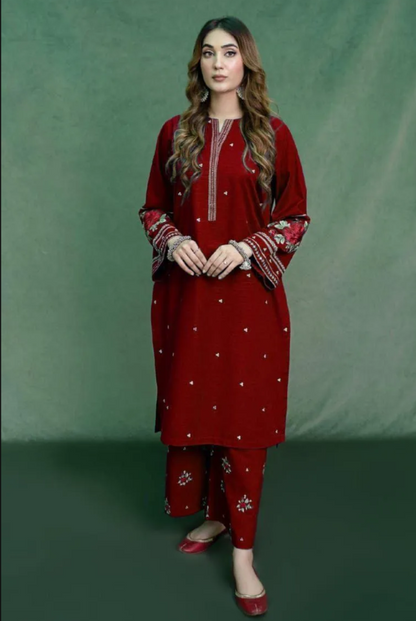 2Pc Women's Unstitched Embroidered suit
