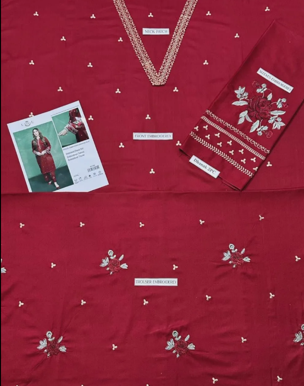 2Pc Women's Unstitched Embroidered suit