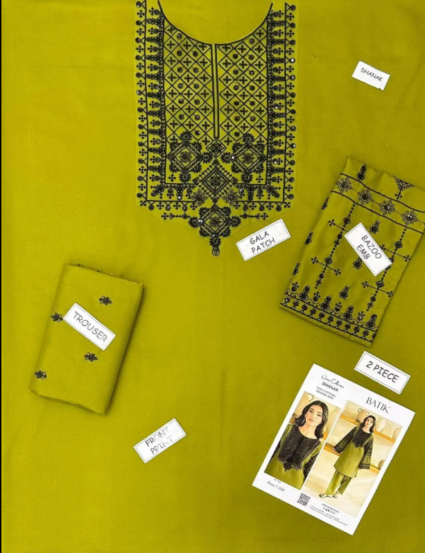 2  Pcs Women Embriodered Suit