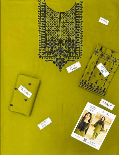 2  Pcs Women Embriodered Suit