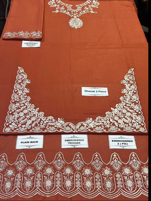 2pcs Women Unstitched  Embriodered  Suit