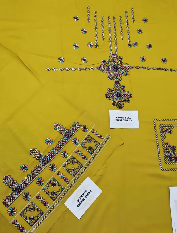 2pcs Women Unstitched  Embriodered  Suit