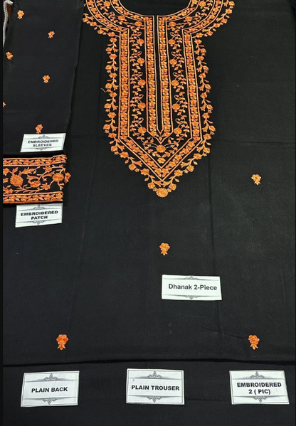 2pcs Women Unstitched  Embriodered  Suit