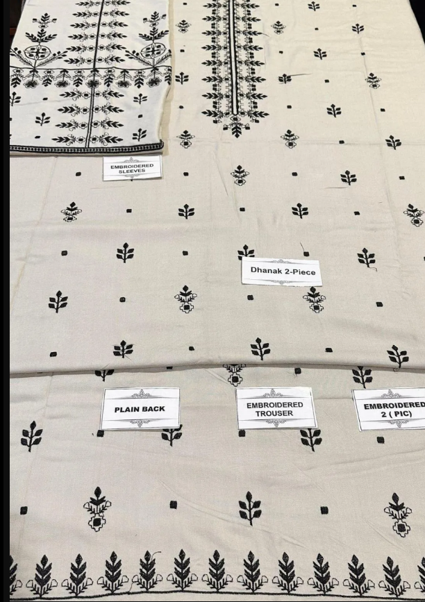 2pcs Women Unstitched  Embriodered  Suit