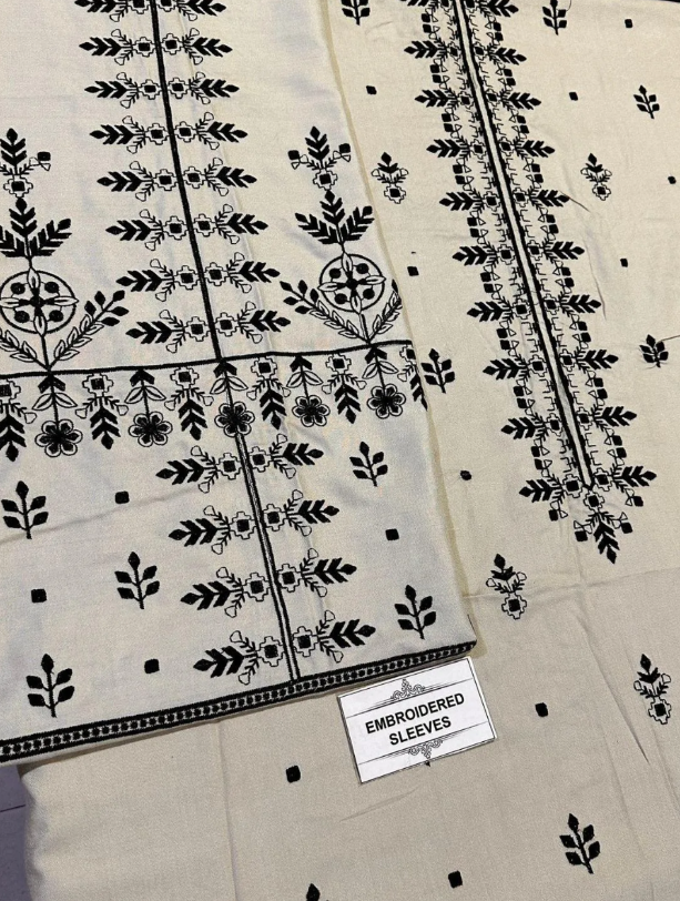 2pcs Women Unstitched  Embriodered  Suit