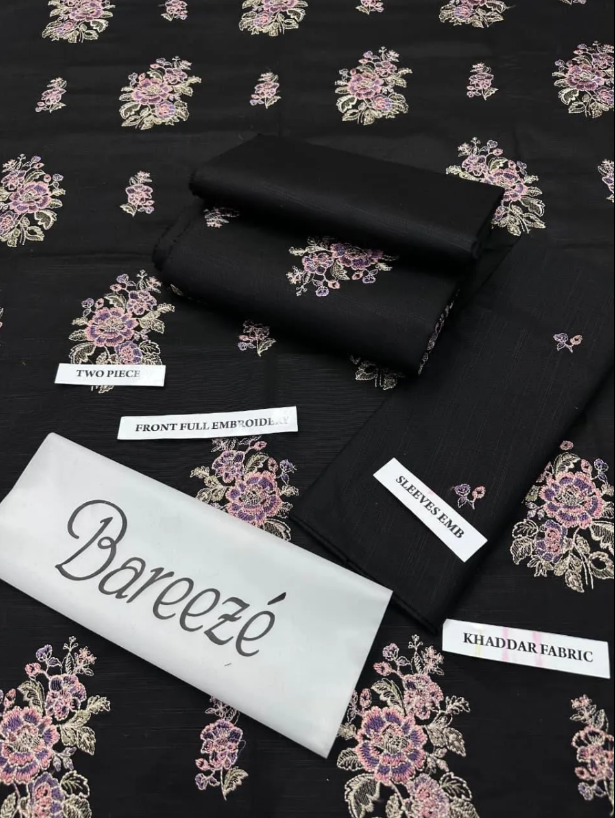 2pcs Women Unstitched  Embriodered  Suit