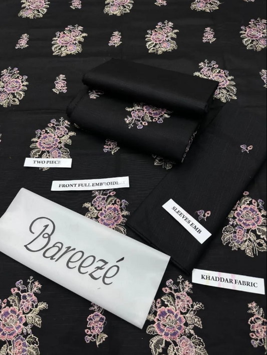 2pcs Women Unstitched  Embriodered  Suit