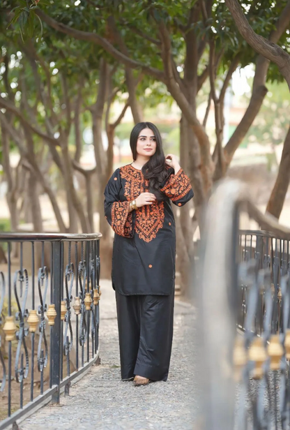 2pcs Women Unstitched  Embriodered  Suit