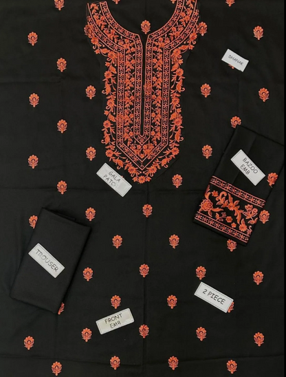 2pcs Women Unstitched  Embriodered  Suit