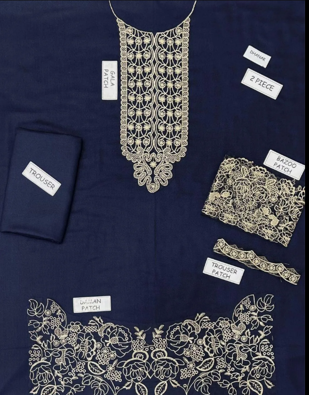 2pcs Women Unstitched  Embriodered  Suit