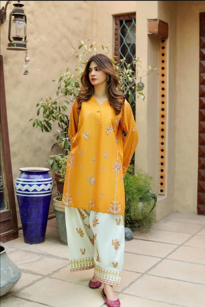 2pcs Women's Unstitched Embriodered Suit