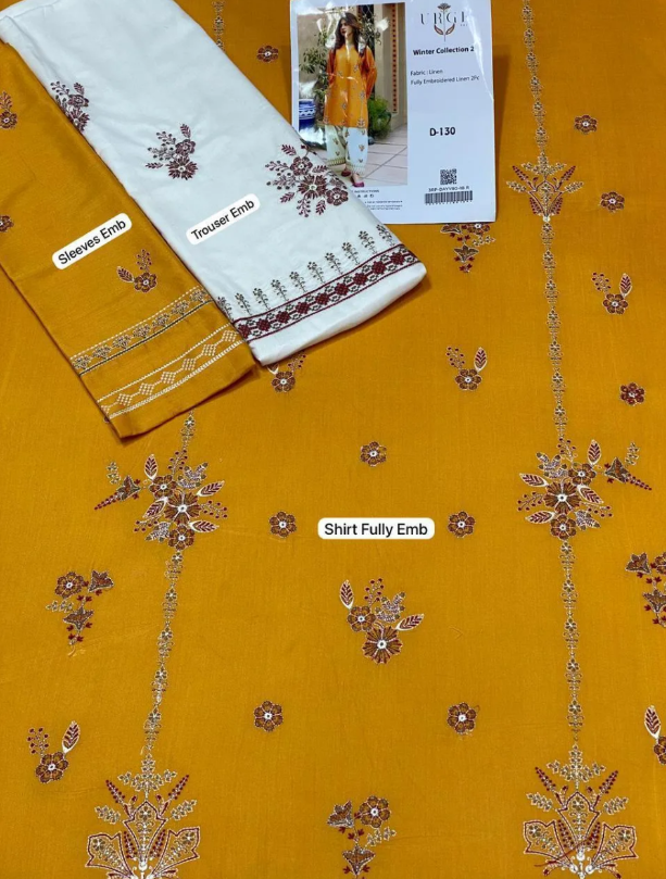 2pcs Women's Unstitched Embriodered Suit