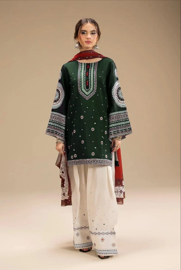 3pcs Women's Unstitched Embriodered Suit