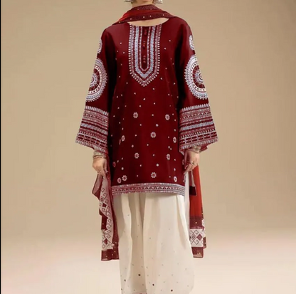 3pcs Women's Unstitched Embriodered Suit