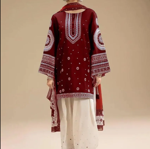 3pcs Women's Unstitched Embriodered Suit