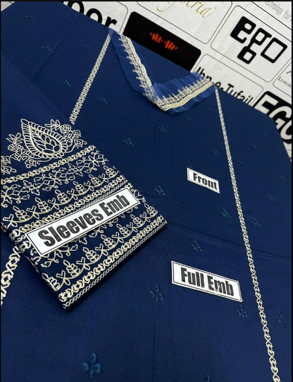 2pcs Women Unstitched  Embriodered  Suit