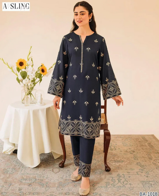 2pcs Women's Unstitched Embriodered Suit