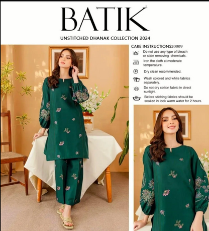 2pcs Women's Unstitched Embriodered Suit