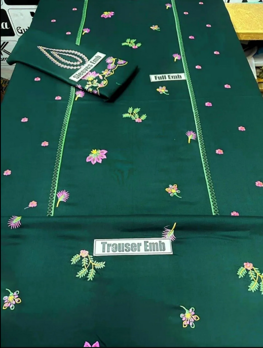 2pcs Women's Unstitched Embriodered Suit