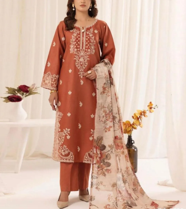 2pcs Women's Unstitched Embriodered Suit