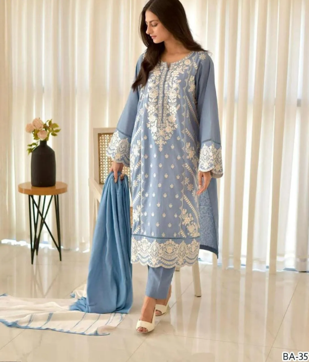 3pcs Women's Unstitched Embriodered Suit