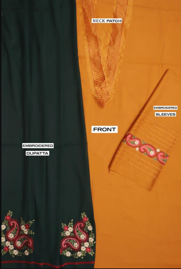 3pcs Women's Unstitched Embriodered Suit