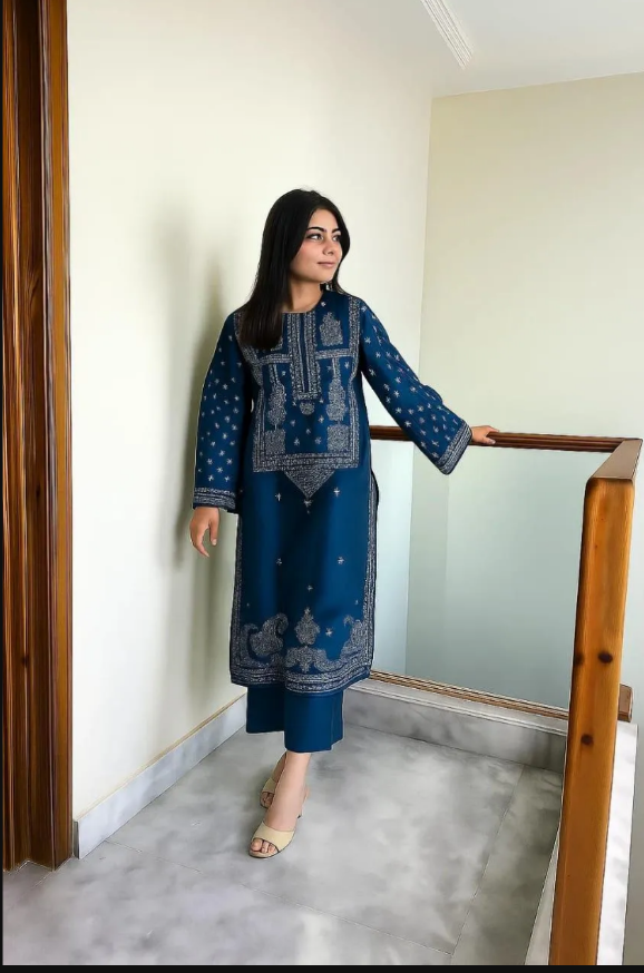 2pcs Women's Unstitched Embriodered Suit