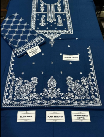 2pcs Women's Unstitched Embriodered Suit