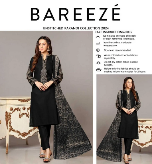 3pcs Women's Unstitched Embriodered Suit