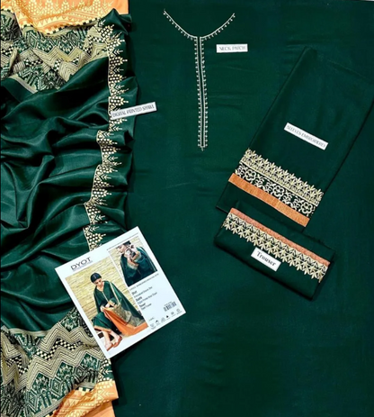 3pcs Women's Unstitched Embriodered Suit