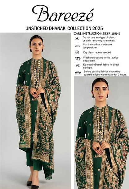 3pcs Women's Unstitched Embriodered Suit