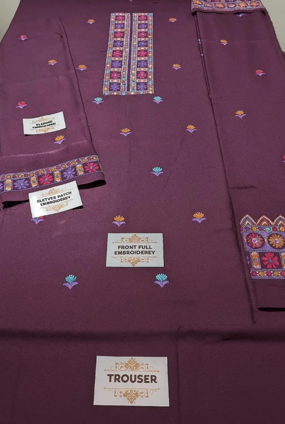 3pcs Women's Unstitched Embriodered Suit