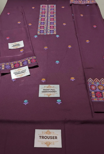 3pcs Women's Unstitched Embriodered Suit