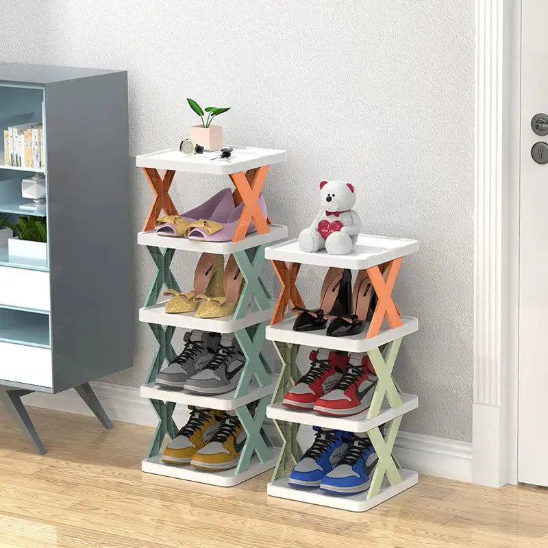 5 Layer High Quality Foldable X Shape Plastic Shoe Rack 5 layer With Box